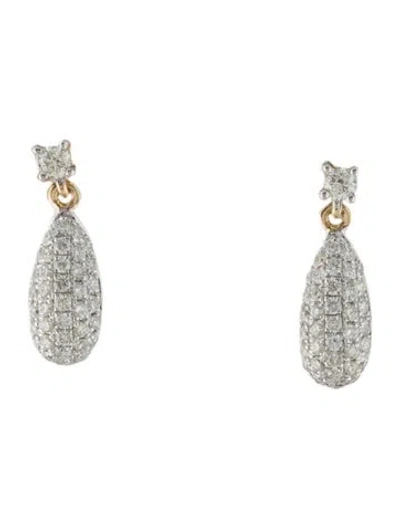 Pre-owned Earrings 14k Diamond Drop  In Multi