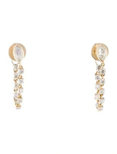 Pre-owned Earrings 14k Diamond Drop  In Multi