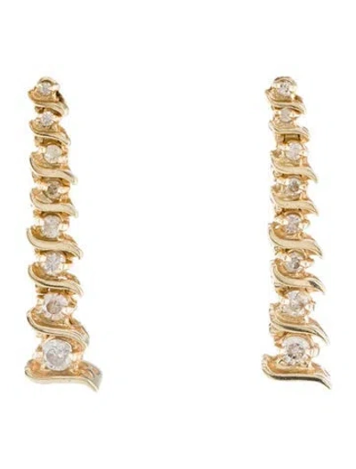 Pre-owned Earrings 14k Diamond Drop  In Multi