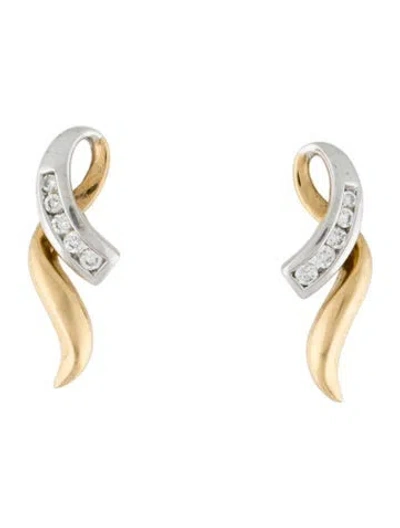 Pre-owned Earrings 14k Diamond Drop  In Multi