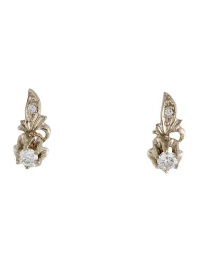 Pre-owned Earrings 14k Diamond Drop  In Multi