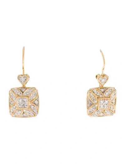 Pre-owned Earrings 14k Diamond Drop  In Multi