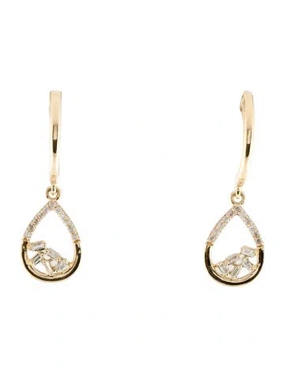 Pre-owned Earrings 14k Diamond Drop  In Multi