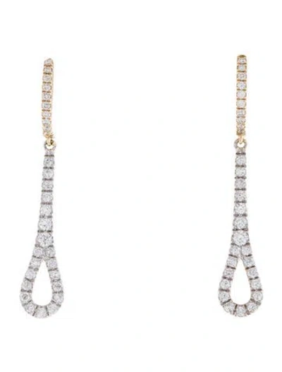 Pre-owned Earrings 14k Diamond Drop  In Multi