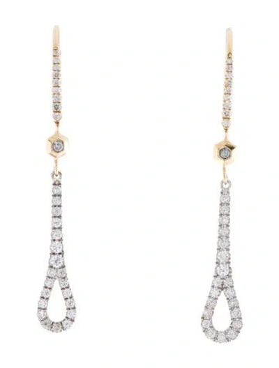 Pre-owned Earrings 14k Diamond Drop  In Multi