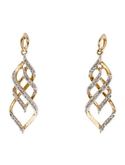 Pre-owned Earrings 14k Diamond Drop  In Multi