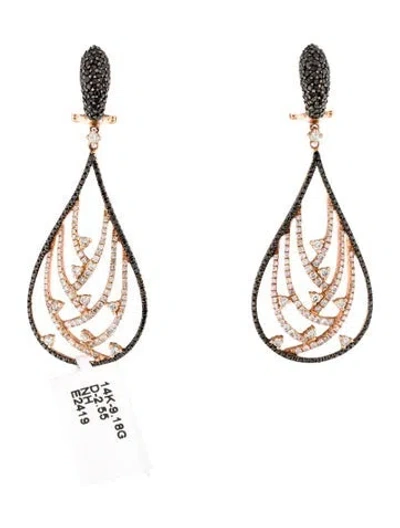 Pre-owned Earrings 14k Diamond Drop  In Multi