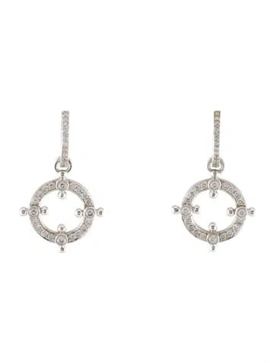 Pre-owned Earrings 14k Diamond Drop Hoop  In Multi