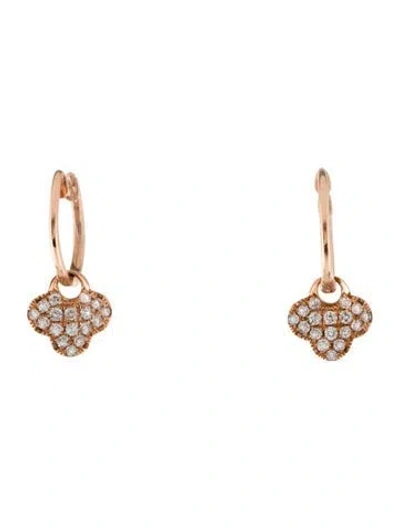 Pre-owned Earrings 14k Diamond Drop Hoop  In Multi