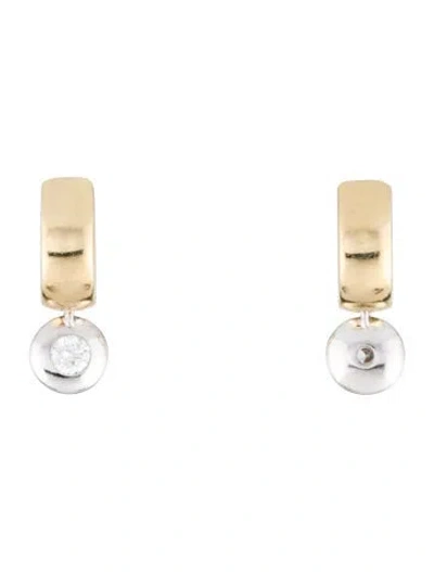 Pre-owned Earrings 14k Diamond Drop Huggie  In Multi