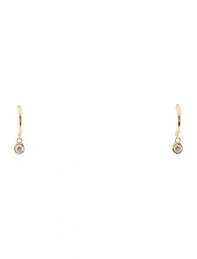 Pre-owned Earrings 14k Diamond Drop Huggies In Multi