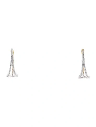 Pre-owned Earrings 14k Diamond Drop Swing  In Multi