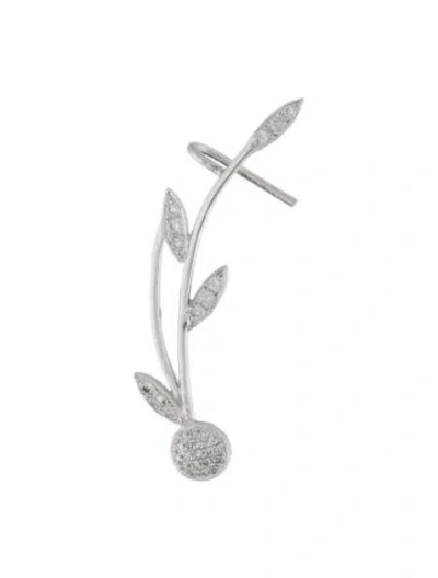 Pre-owned Earrings 14k Diamond Ear Climber Earring In White