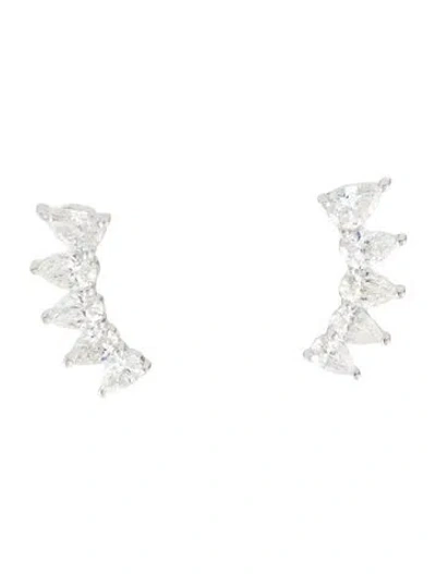 Pre-owned Earrings 14k Diamond Ear Climbers In Multi