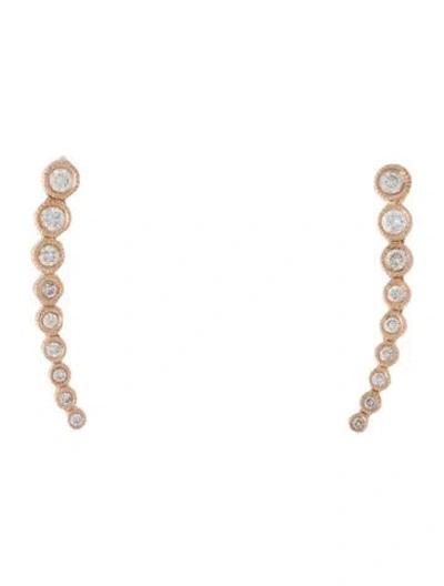 Pre-owned Earrings 14k Diamond Ear Climbers In Transparent