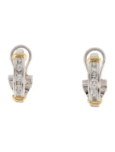 Pre-owned Earrings 14k Diamond Earclips In Multi