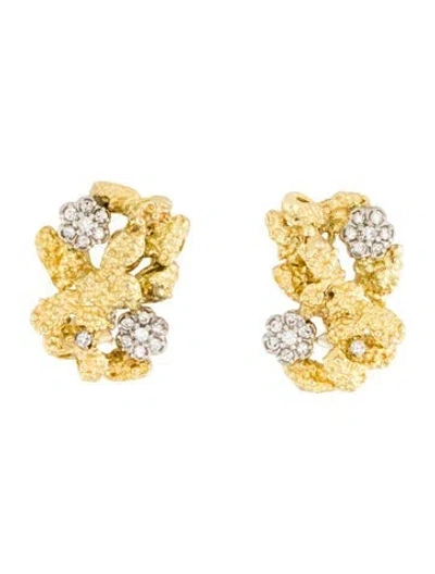 Pre-owned Earrings 14k Diamond Earclips In Multi