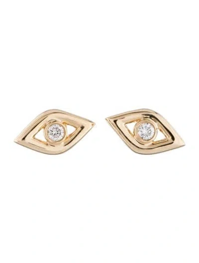 Pre-owned Earrings 14k Diamond Evil Eye Stud  In Multi