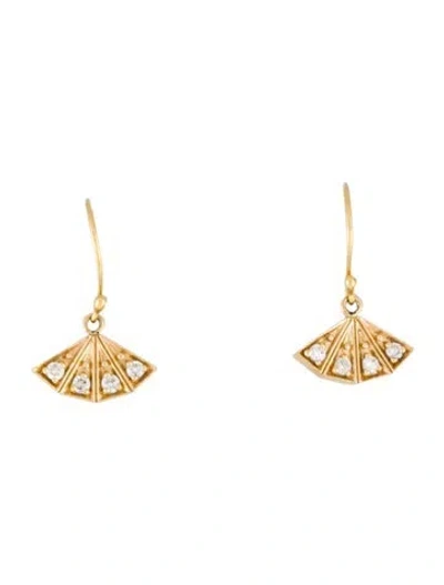 Pre-owned Earrings 14k Diamond Fan Drop  In Multi