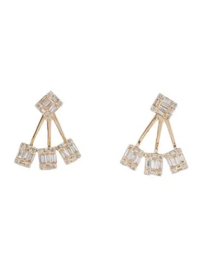 Pre-owned Earrings 14k Diamond Fan  In Multi