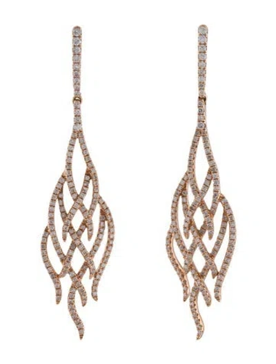Pre-owned Earrings 14k Diamond Flame Drop  In Multi