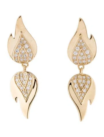 Pre-owned Earrings 14k Diamond Flame Drop  In Multi
