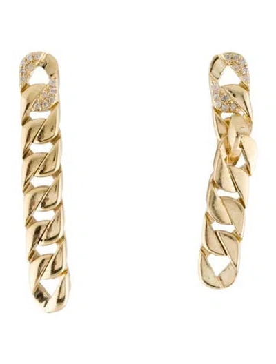 Pre-owned Earrings 14k Diamond Flat Chain Link Drop  In Multi