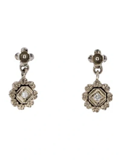 Pre-owned Earrings 14k Diamond Flower Drop  In Multi