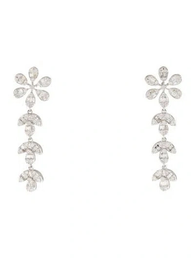 Pre-owned Earrings 14k Diamond Flower Drop  In Multi