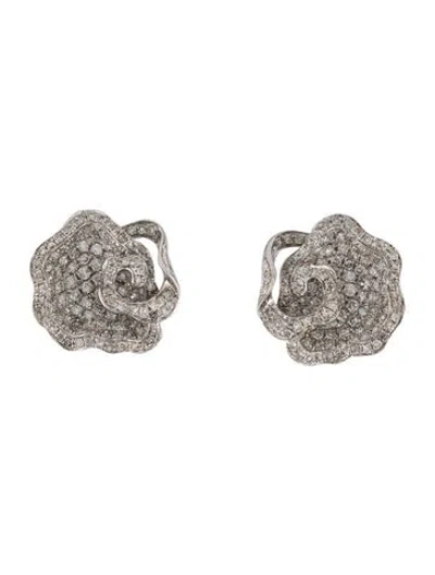 Pre-owned Earrings 14k Diamond Flower Earclips In Multi