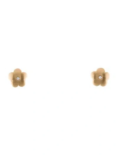Pre-owned Earrings 14k Diamond Flower Earclips In Multi