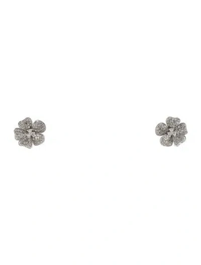Pre-owned Earrings 14k Diamond Flower Stud  In Multi