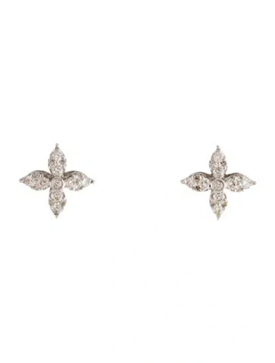 Pre-owned Earrings 14k Diamond Flower Stud  In Multi