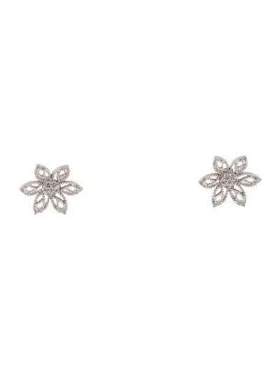 Pre-owned Earrings 14k Diamond Flower Stud  In Multi