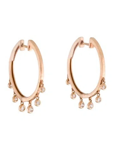 Pre-owned Earrings 14k Diamond Fringe Hoop  In Multi