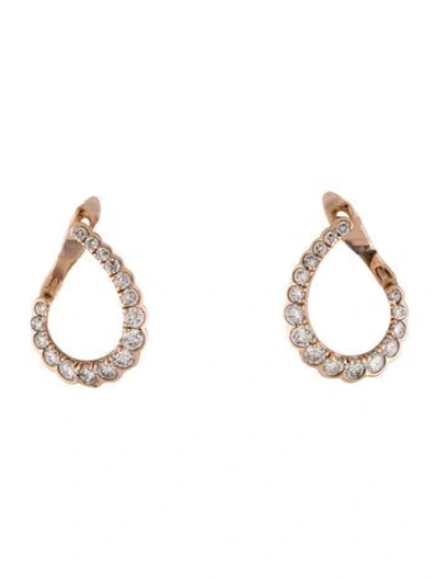 Pre-owned Earrings 14k Diamond Front Facing Hoop  In Multi