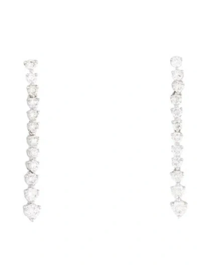 Pre-owned Earrings 14k Diamond Graduated Linear Drop  In Multi