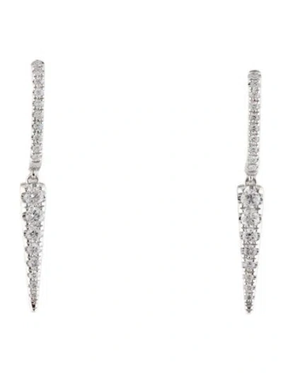 Pre-owned Earrings 14k Diamond Graduated Spike Drop  In Multi
