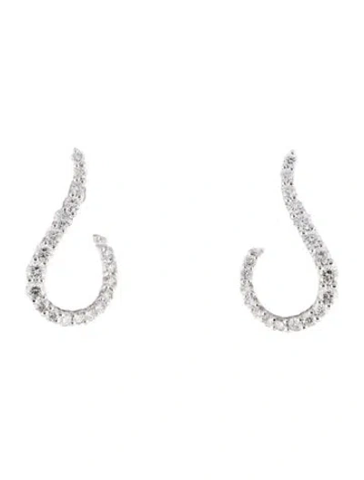 Pre-owned Earrings 14k Diamond Graduating Swirl Stud  In Multi