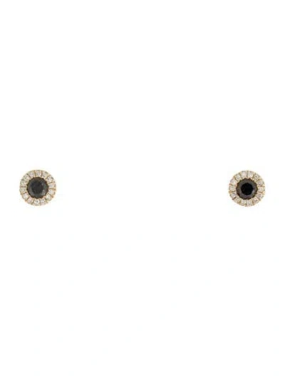 Pre-owned Earrings 14k Diamond Halo Set Stud In Multi