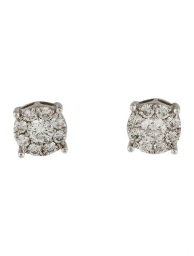 Pre-owned Earrings 14k Diamond Halo Stud  In Multi