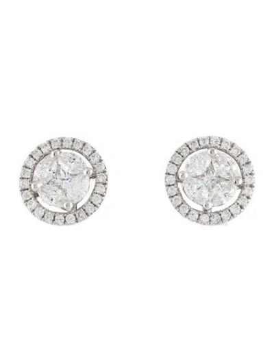 Pre-owned Earrings 14k Diamond Halo Stud  In Multi