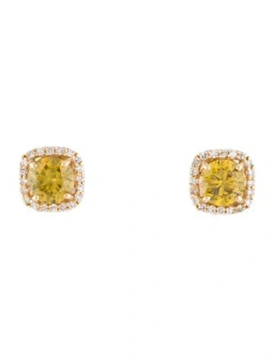 Pre-owned Earrings 14k Diamond Halo Stud  In Multi