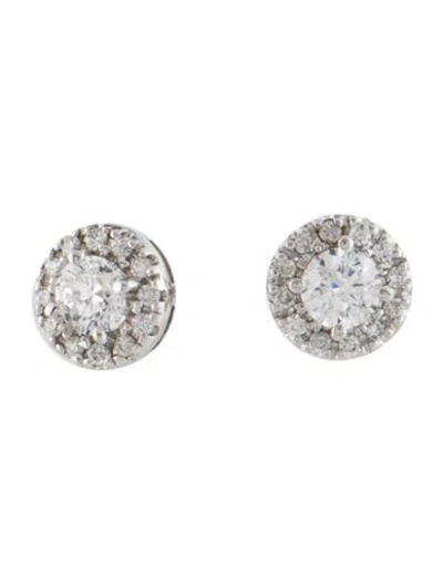 Pre-owned Earrings 14k Diamond Halo Stud  In Multi