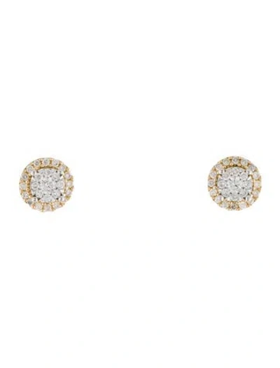 Pre-owned Earrings 14k Diamond Halo Stud  In Multi