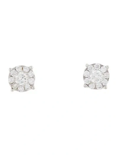 Pre-owned Earrings 14k Diamond Halo Studs In Multi