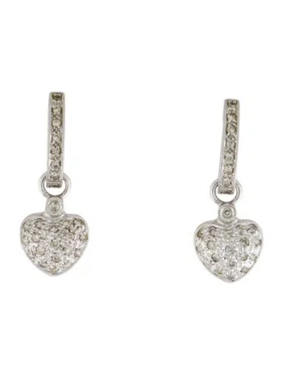 Pre-owned Earrings 14k Diamond Heart Drop  In Multi