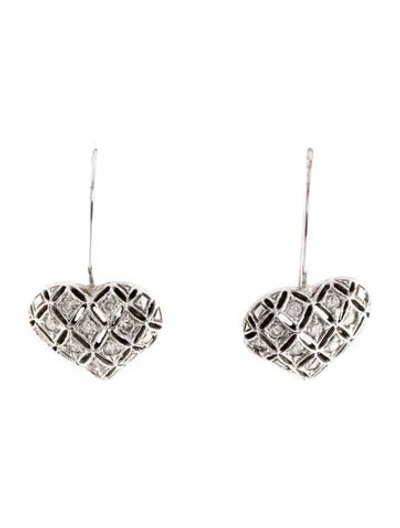 Pre-owned Earrings 14k Diamond Heart Drop  In Multi