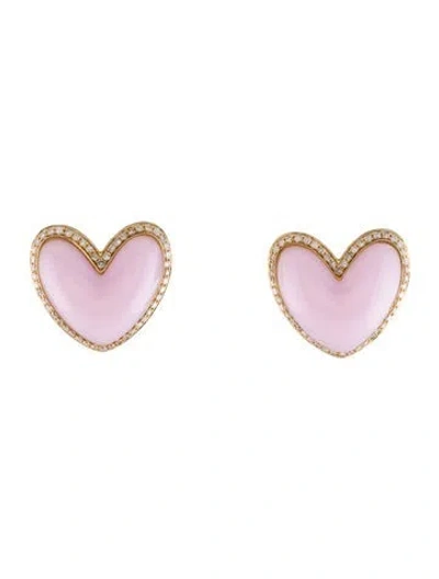 Pre-owned Earrings 14k Diamond Heart Earclips In Multi