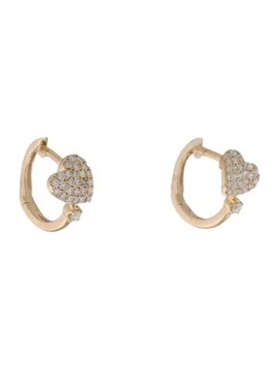 Pre-owned Earrings 14k Diamond Heart Huggie  In Multi